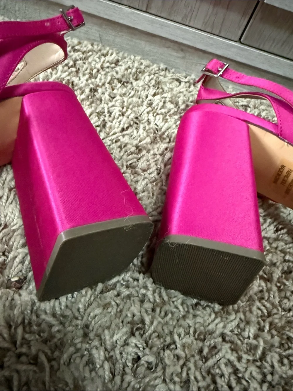 Nina Hot Pink Knot Platform Block Heel Sandals (9.5-10)